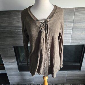 Bobeau Lace-Up Knit Top – Size Large (Great Condition)